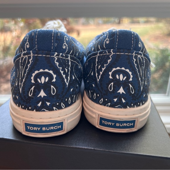 Tory Burch Navy Bandana Canvas Sneakers - Picture 6 of 7